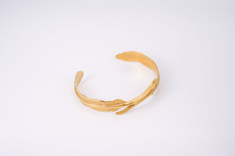 Gold Feather Cuff Bracelet